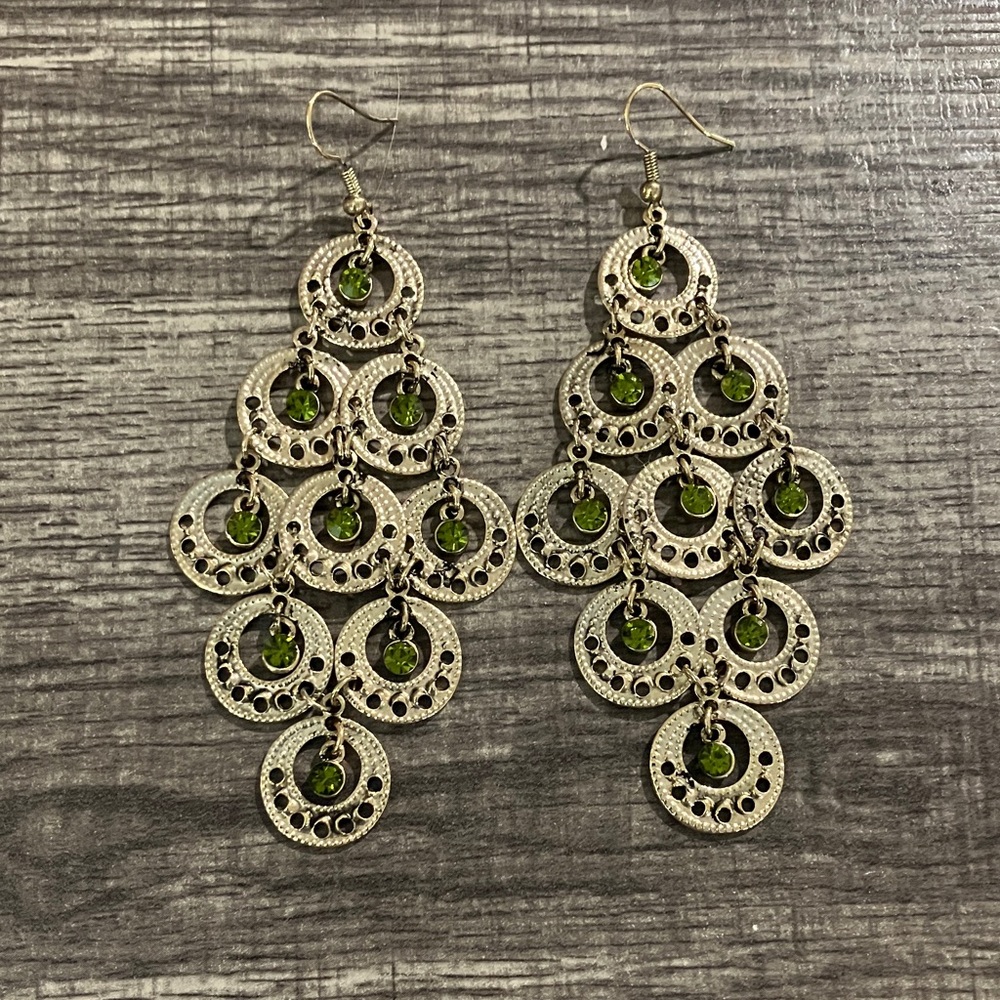 Elegant Green Chandelier Earrings